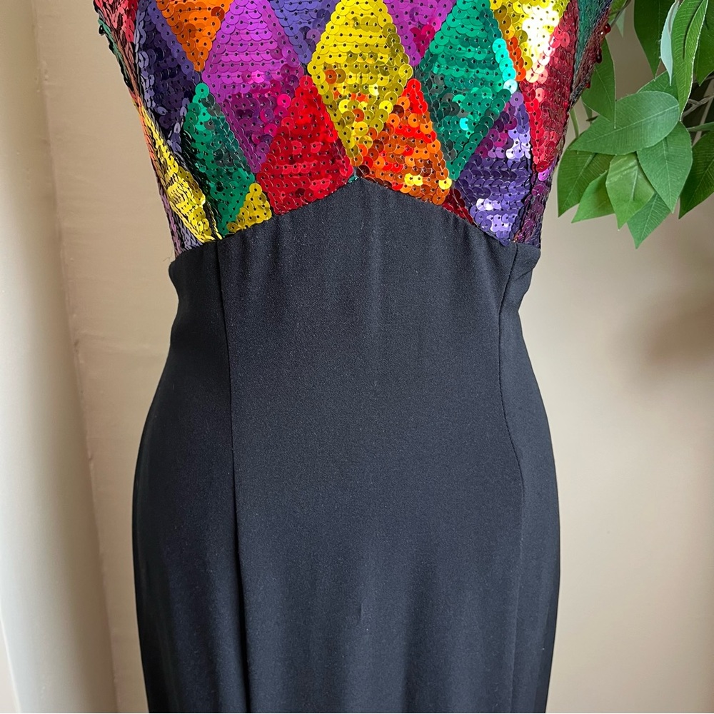 Sugarplum Vintage Rope Neck Sequin Bodice Mermaid Formal Gown Black Sz M - Picture 4 of 16